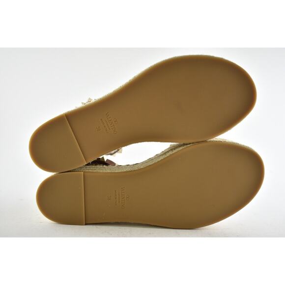 Valentino Rockstud Leopard Black Ankle Strap Platform Espadrille Wedge Sandal 38 - Picture 11 of 11